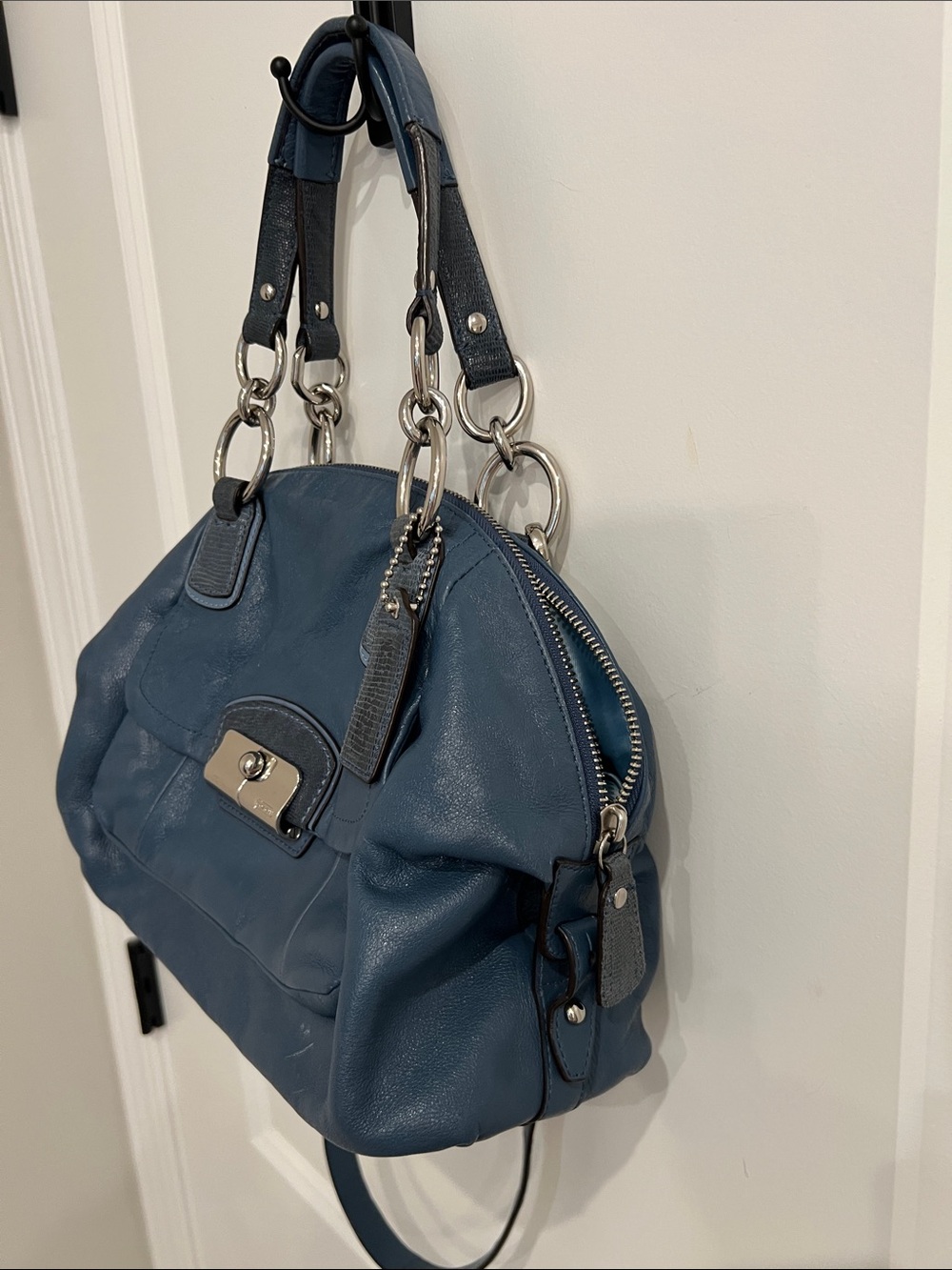 Coach 19296 Kristin Blue Leather Crossbody Satchel - Picture 15 of 16